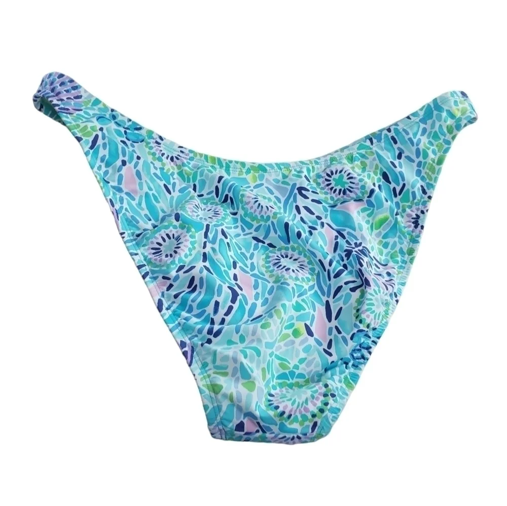 Lilly Pulitzer Pico High Cut Bottoms blue Ibiza open water new with tag size 14